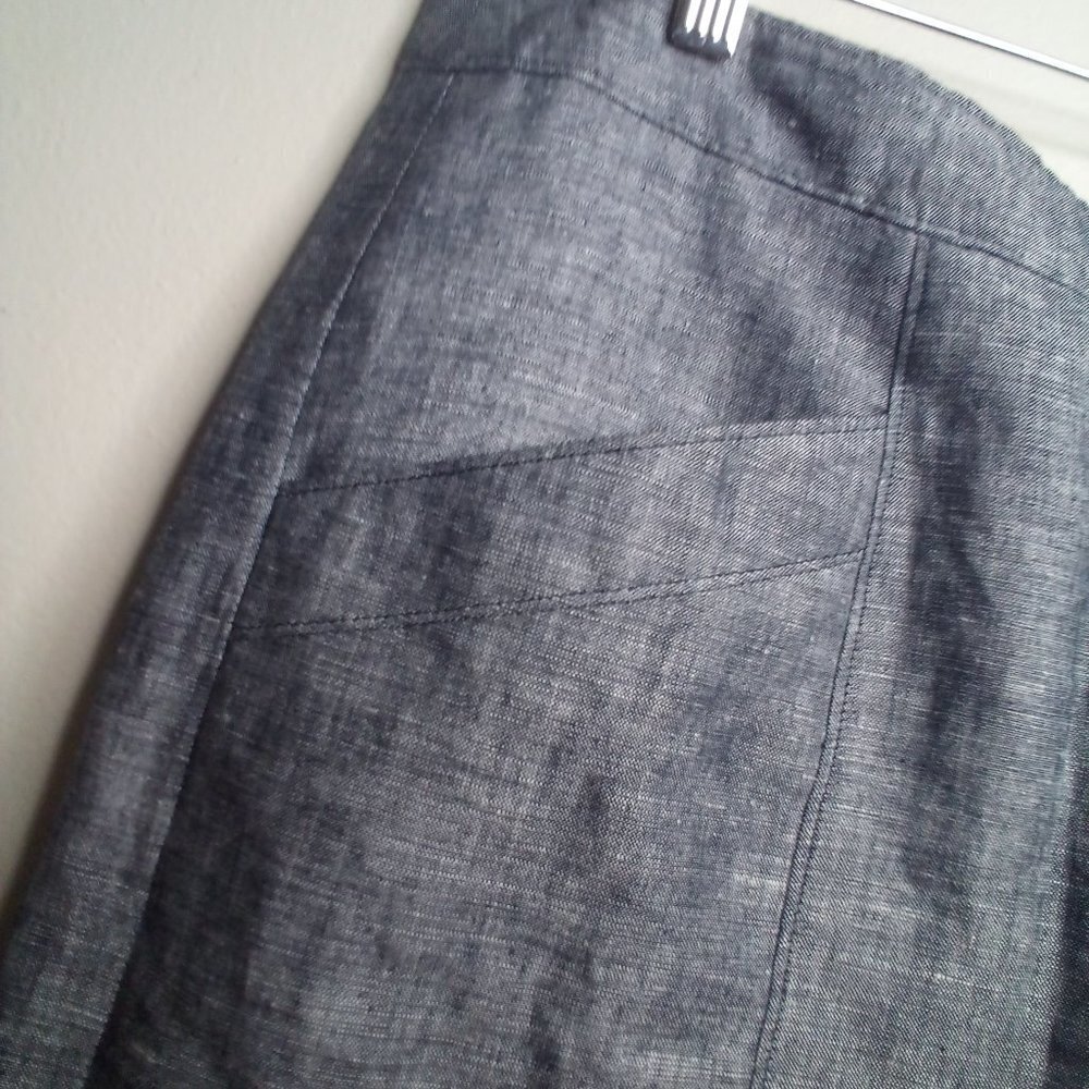 Ann Taylor Skirt 6 Linen Blend Fully Lined Gray - Picture 7 of 13